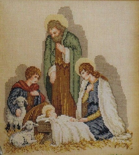 Schema punto croce - croce, presepe